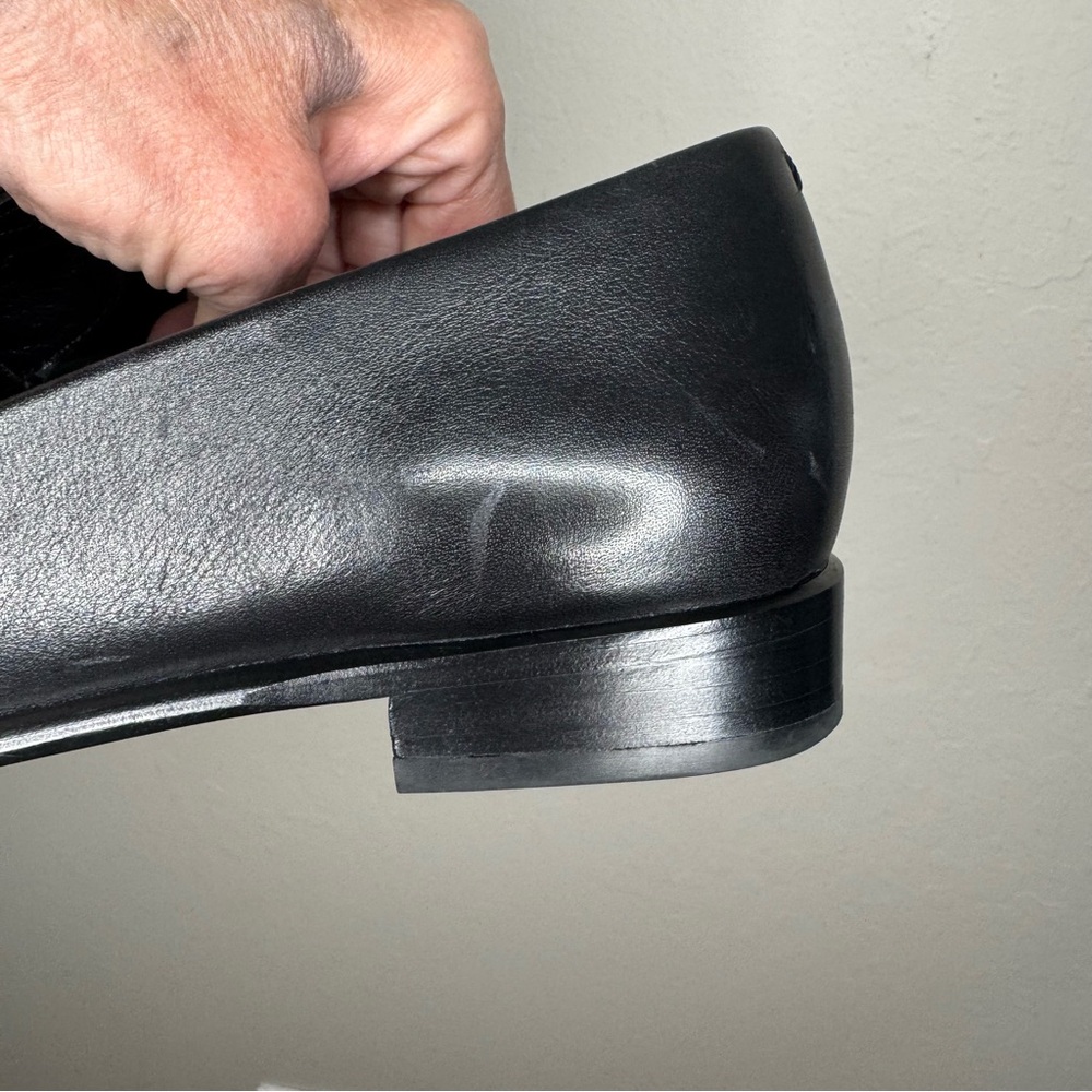 RAG & BONE Aslen Black Leather Loafer With Silver Chain Detail Square Toe Sz 40 - Picture 14 of 16